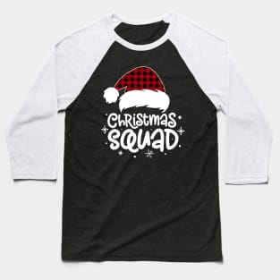 Christmas Squad Buffalo Plaid Santa Hat Family Matching Pajama Baseball T-Shirt